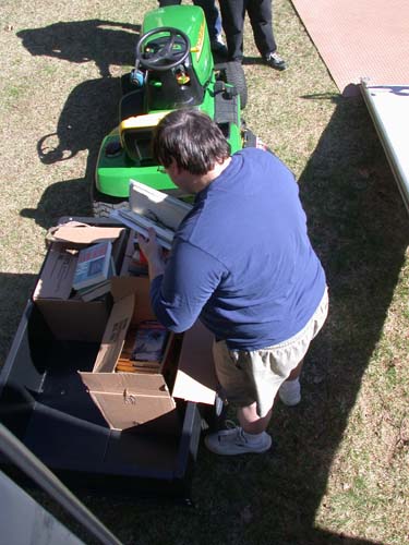 Tim Szczesuil loading his tractor